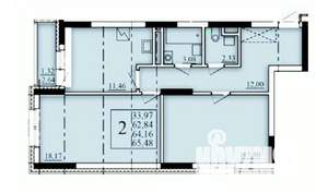 2-к квартира, строящийся дом, 64м2, 9/25 этаж