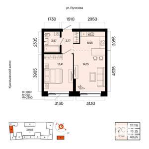 2-к квартира, вторичка, 40м2, 4/5 этаж
