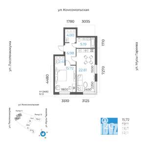 2-к квартира, вторичка, 57м2, 18/32 этаж