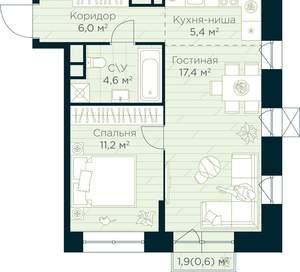 1-к квартира, вторичка, 45м2, 13/15 этаж