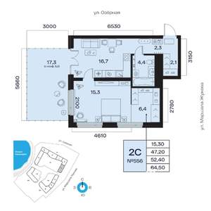 2-к квартира, вторичка, 52м2, 2/32 этаж