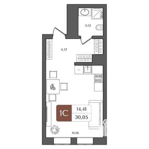 1-к квартира, вторичка, 30м2, 2/21 этаж