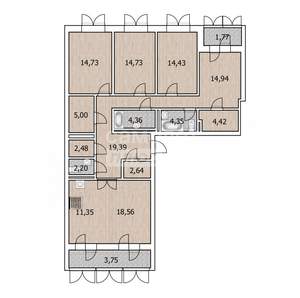 4-к квартира, вторичка, 139м2, 11/12 этаж