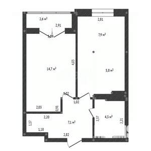 2-к квартира, вторичка, 42м2, 3/17 этаж