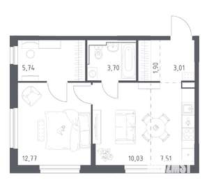 2-к квартира, вторичка, 45м2, 10/17 этаж