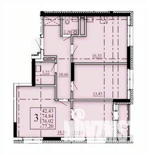 3-к квартира, строящийся дом, 76м2, 19/25 этаж