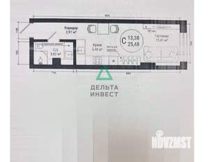 1-к квартира, вторичка, 25м2, 7/22 этаж