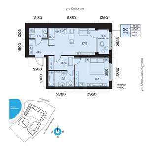 2-к квартира, вторичка, 49м2, 7/32 этаж