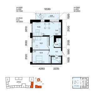 3-к квартира, вторичка, 64м2, 8/9 этаж
