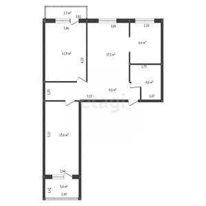 3-к квартира, вторичка, 60м2, 7/9 этаж