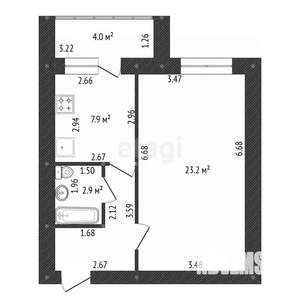 1-к квартира, вторичка, 44м2, 17/18 этаж