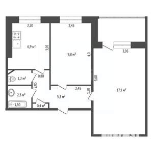 2-к квартира, вторичка, 45м2, 2/9 этаж