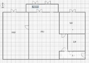 2-к квартира, вторичка, 45м2, 4/5 этаж