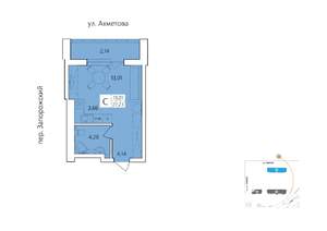 Студия квартира, строящийся дом, 27м2, 19/25 этаж