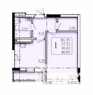 1-к квартира, вторичка, 39м2, 14/25 этаж