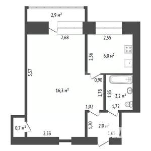 1-к квартира, вторичка, 28м2, 5/5 этаж