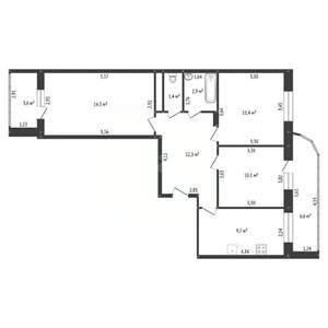 3-к квартира, вторичка, 65м2, 8/14 этаж