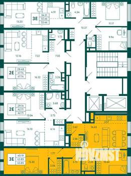2-к квартира, строящийся дом, 64м2, 3/12 этаж