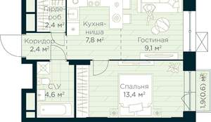 1-к квартира, вторичка, 40м2, 30/30 этаж