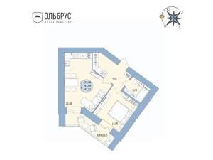 2-к квартира, вторичка, 47м2, 15/20 этаж