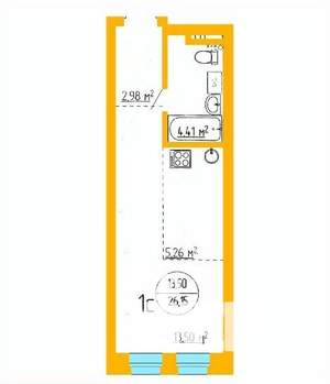 1-к квартира, вторичка, 26м2, 7/16 этаж