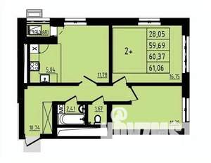 2-к квартира, вторичка, 60м2, 18/25 этаж