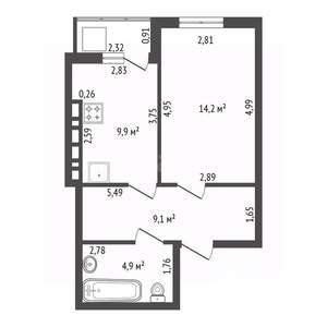 1-к квартира, вторичка, 40м2, 15/25 этаж