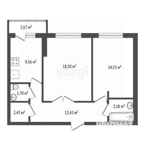 2-к квартира, вторичка, 65м2, 12/18 этаж