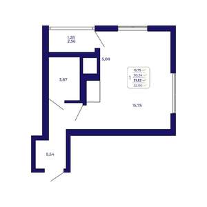 1-к квартира, строящийся дом, 32м2, 10/25 этаж