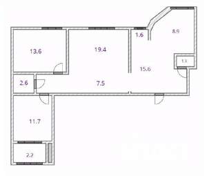 3-к квартира, вторичка, 83м2, 4/9 этаж