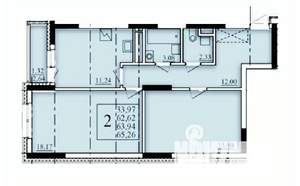 2-к квартира, строящийся дом, 64м2, 15/25 этаж