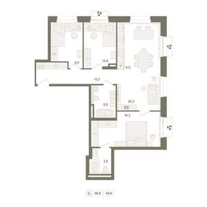 3-к квартира, вторичка, 85м2, 4/10 этаж