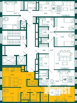 2-к квартира, строящийся дом, 64м2, 14/16 этаж