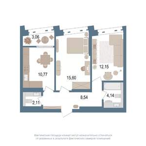 2-к квартира, вторичка, 55м2, 11/14 этаж