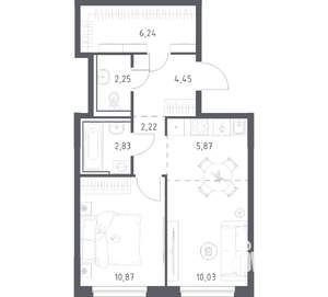 1-к квартира, вторичка, 45м2, 10/17 этаж