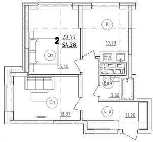 2-к квартира, строящийся дом, 55м2, 24/28 этаж