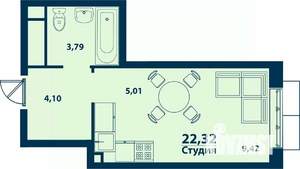 1-к квартира, вторичка, 22м2, 11/24 этаж