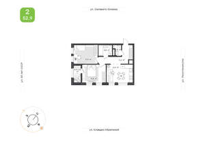 2-к квартира, вторичка, 53м2, 3/25 этаж