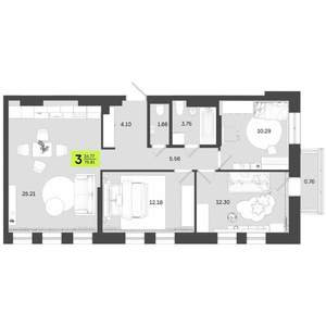 3-к квартира, вторичка, 76м2, 8/14 этаж