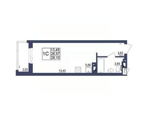 Студия квартира, строящийся дом, 27м2, 5/34 этаж