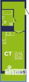1-к квартира, строящийся дом, 35м2, 19/25 этаж