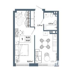 1-к квартира, строящийся дом, 40м2, 5/31 этаж