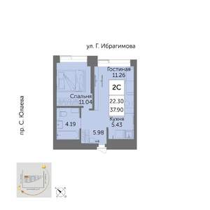 2-к квартира, вторичка, 38м2, 32/32 этаж