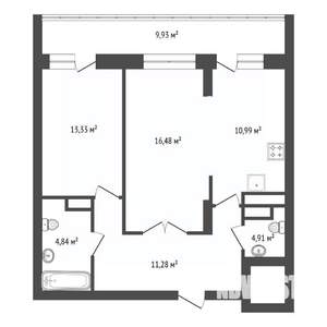 2-к квартира, вторичка, 62м2, 15/25 этаж