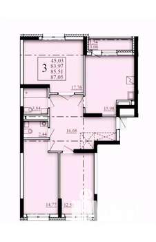 3-к квартира, строящийся дом, 86м2, 10/25 этаж