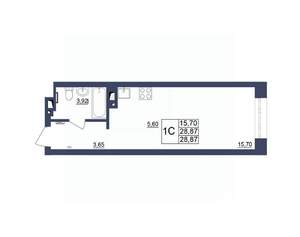 Студия квартира, строящийся дом, 29м2, 23/34 этаж