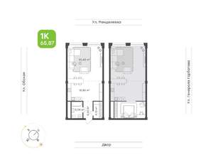 1-к квартира, вторичка, 66м2, 3/5 этаж