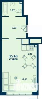 1-к квартира, строящийся дом, 35м2, 23/24 этаж