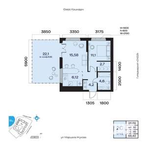 2-к квартира, вторичка, 51м2, 5/32 этаж