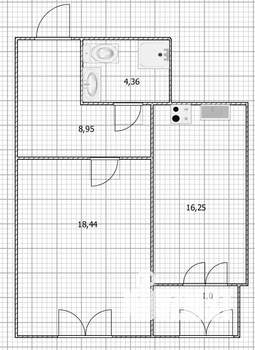 2-к квартира, вторичка, 49м2, 18/25 этаж